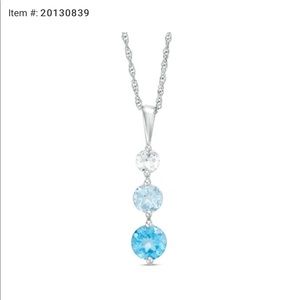1HR SALE Blue & White3 Stone Pendant Sterling Silv